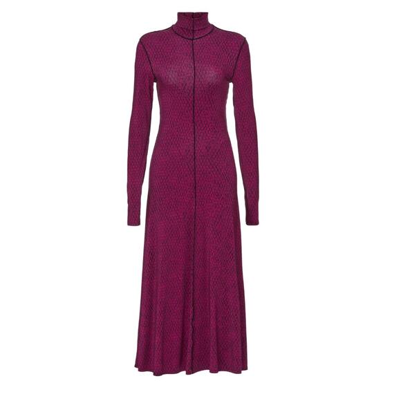 Proenza Schouler Magenta Python Midi Dress SMALL Designer Career Turtleneck $450 - Picture 3 of 10